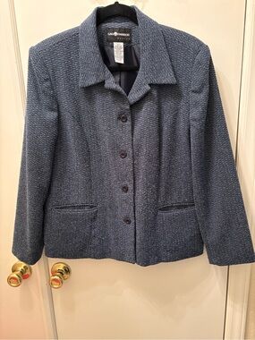 Sag Harbor Navy Textured Button-Front Blazer